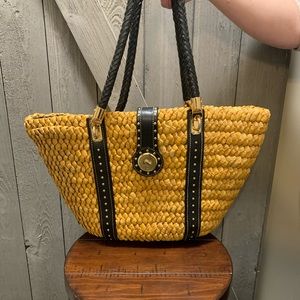 Micheal Kors straw and leather tote